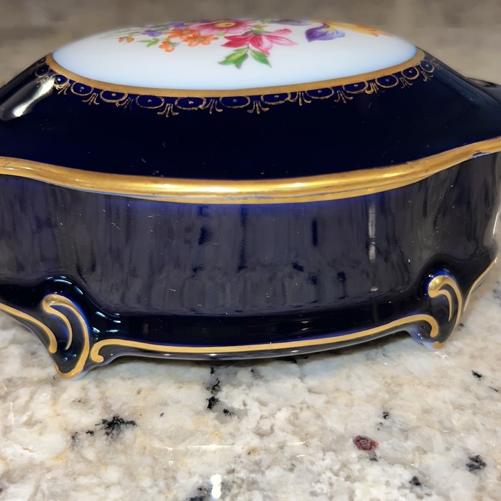 Echt Kobalt made in Germany navy blue gold white floral design keepsake china - Picture 5 of 14
